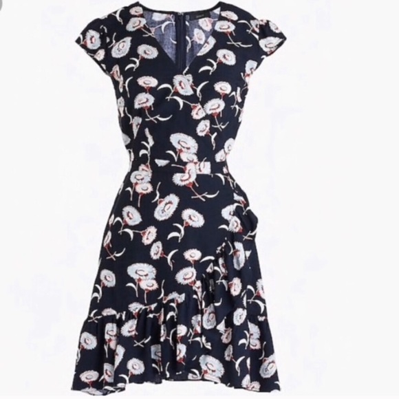 J. CREW FACTORY | Floral Faux Wrap Mini Dress size 2 - Picture 1 of 8